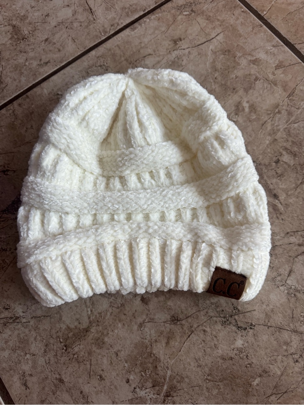 CC Boutique Cream Cable Knit Beanie